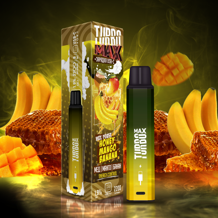 Одноразовая электронная сигарета Turbo Max - Honey Mango Banana